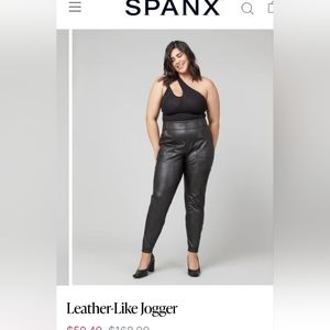 LIKE NEW SPANX Black Leather-Like Jogger XL TG